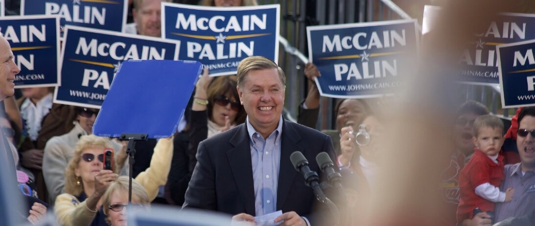 Lindsey Graham speaks in St. Charles, Missouri in October 2008. (Credit: Timothy R. Butler)